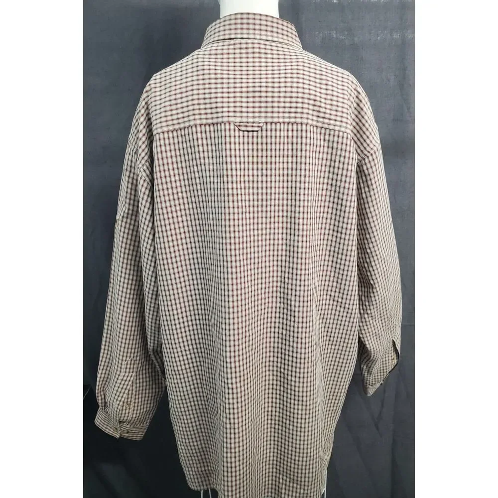 The North Face Mens XL Brown Plaid Button Up Lightweight Long Sleeve Pocket Camp